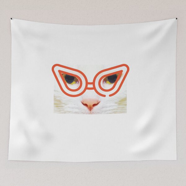 Item preview, White cat with red glasses designed and sold by 3TFashion.