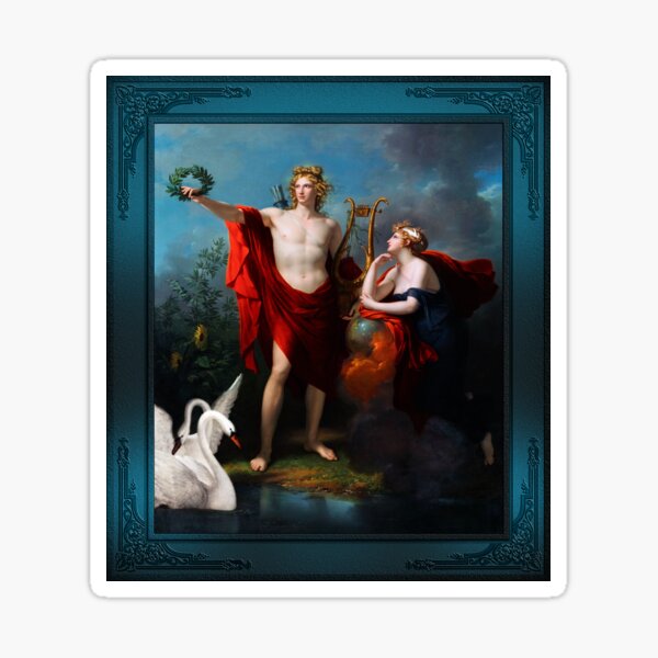 Item preview, Apollo God of Light with Urania Muse of Astronomy by Charles Meynier Classical Art Xzendor7 Old Masters Reproductions designed and sold by Xzendor7 Digital Art Creations.