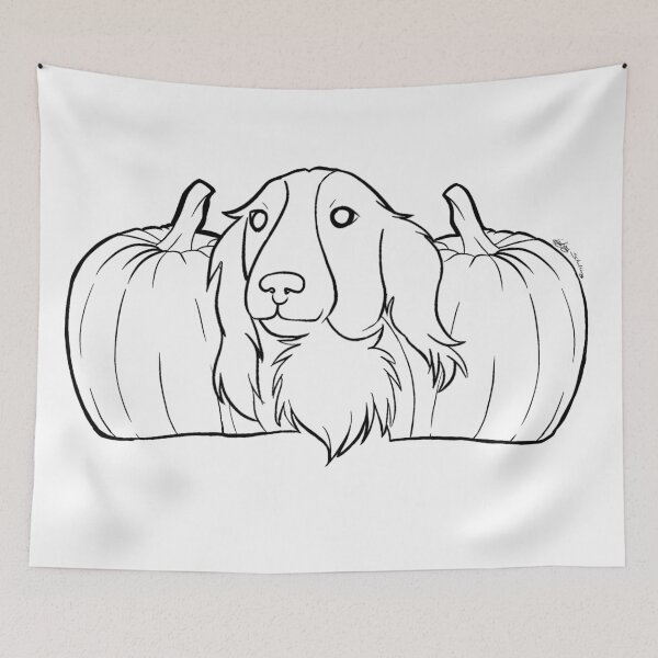 Item preview, Dachshund and pumpkins  designed and sold by kaysdraw.