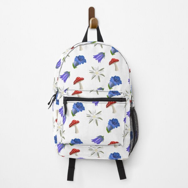 Item preview, Alpine blooms - edelweiss, gentian, bellflower, fly agaric mushroom designed and sold by Fernheart Designs.