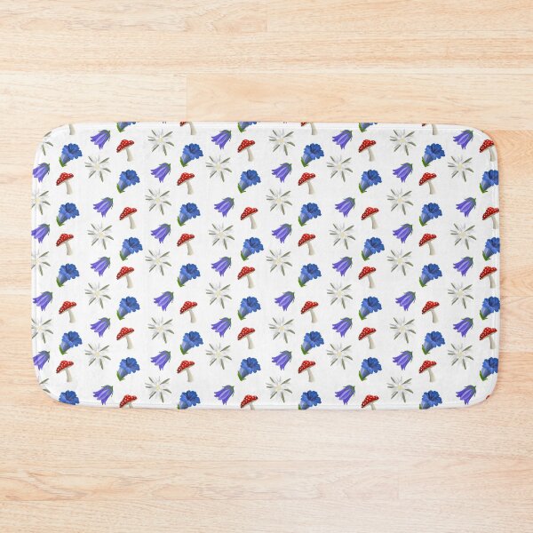Item preview, Alpine blooms - edelweiss, gentian, bellflower, fly agaric mushroom designed and sold by Fernheart Designs.