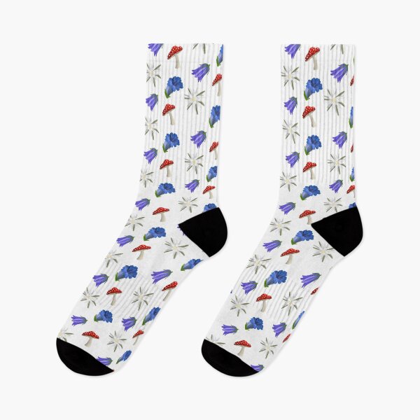 Item preview, Alpine blooms - edelweiss, gentian, bellflower, fly agaric mushroom designed and sold by Fernheart Designs.