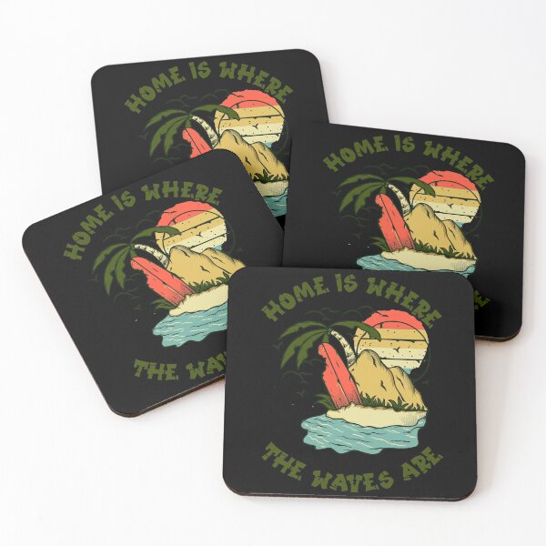 Item preview, Home Is Where The Waves Are Surfboard Retro Sunset Beach Tee designed and sold by ShutEyeShirts.