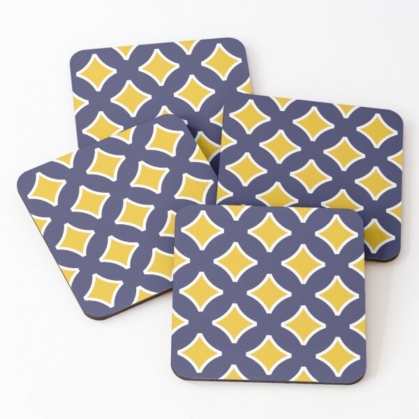 Artikelvorschau, Mustard yellow, white, navy blue, modern, ornamental, pattern entworfen und verkauft von Svitac.