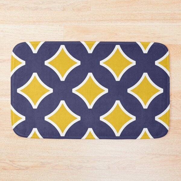 Artikelvorschau, Mustard yellow, white, navy blue, modern, ornamental, pattern entworfen und verkauft von Svitac.