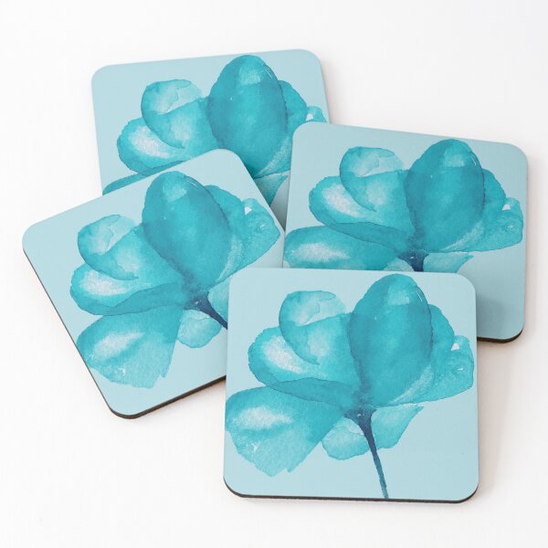 Artikelvorschau, Elegante blaue Grafikblume auf pastellfarbenem Türkis entworfen und verkauft von DEC02.