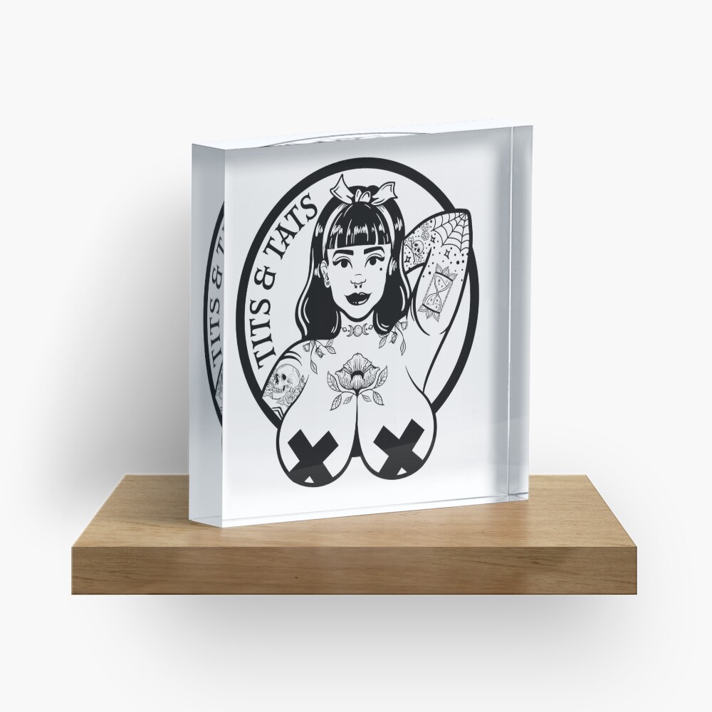 Tits and Tats Big Boobs and Tattoos Pinup Girl Acrylic Block for Sale by  partysparkle | Redbubble