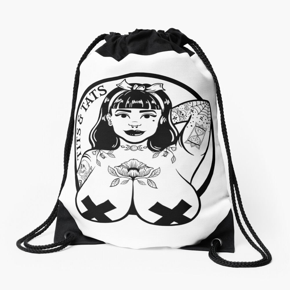 Tits and Tats Big Boobs and Tattoos Pinup Girl Drawstring Bag for Sale by  partysparkle | Redbubble