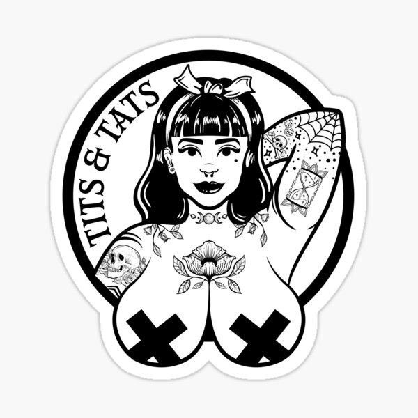 Pink Tits and Tats Big Boobs and Tattoos Pinup Girl Sticker for Sale by  partysparkle