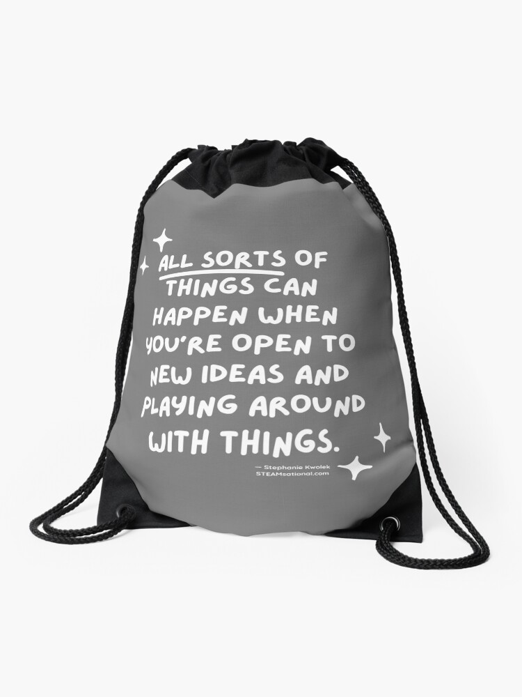 Thumbnail 1 of 3, Drawstring Bag, Chemistry Quote Stephanie Kwolek Science Quote designed and sold by jarringscience.