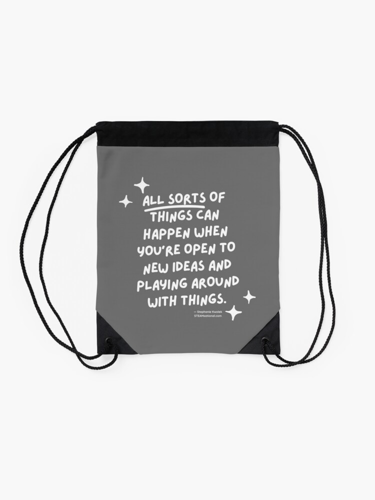 Thumbnail 2 of 3, Drawstring Bag, Chemistry Quote Stephanie Kwolek Science Quote designed and sold by jarringscience.