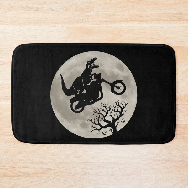 Item preview, Cute Halloween Dinosaur T-Rex Riding Motorcycle Full Moon  designed and sold by InkItStudio.