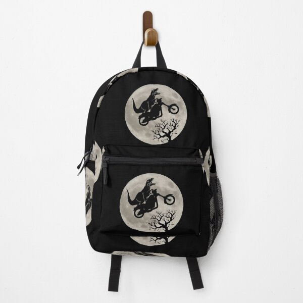 Item preview, Cute Halloween Dinosaur T-Rex Riding Motorcycle Full Moon designed and sold by InkItStudio.