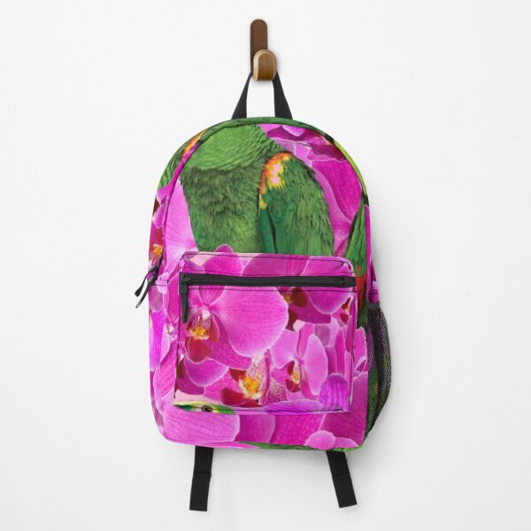 Item preview, TROPICAL GREEN MACAWS PARROTS PINK ORCHID FLOWERS ART designed and sold by sharlesart.