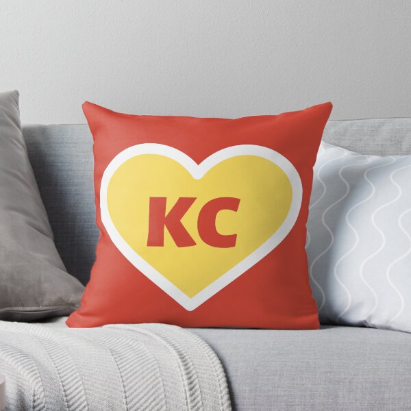 I Love Kansas City Heart KC Football Throw Pillow