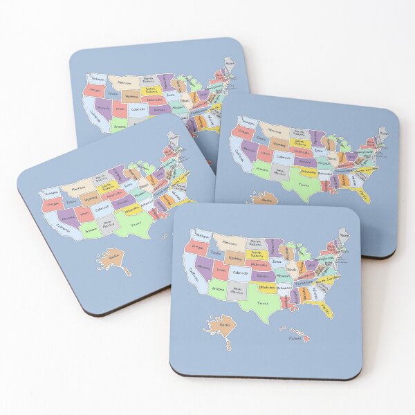 Item preview, United States Map, Hand drawn with state names, US map designed and sold by mashmosh.
