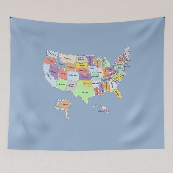 Item preview, United States Map, Hand drawn with state names, US map designed and sold by mashmosh.