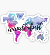 Wanderlust Watercolor Map Sticker