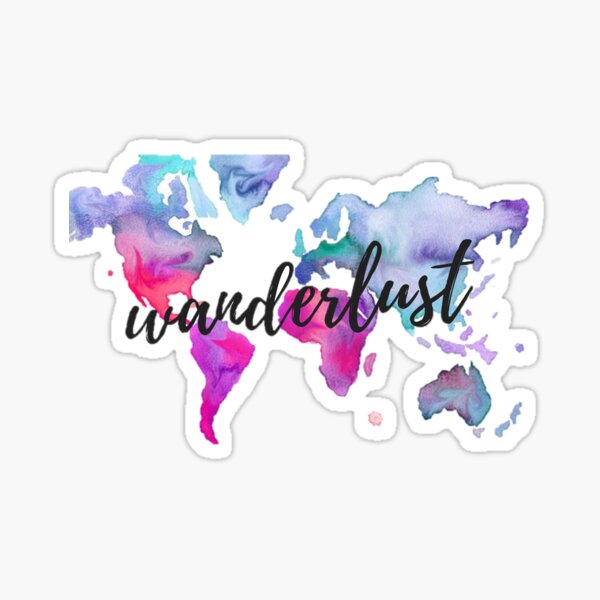 Wanderlust Watercolor Map Sticker