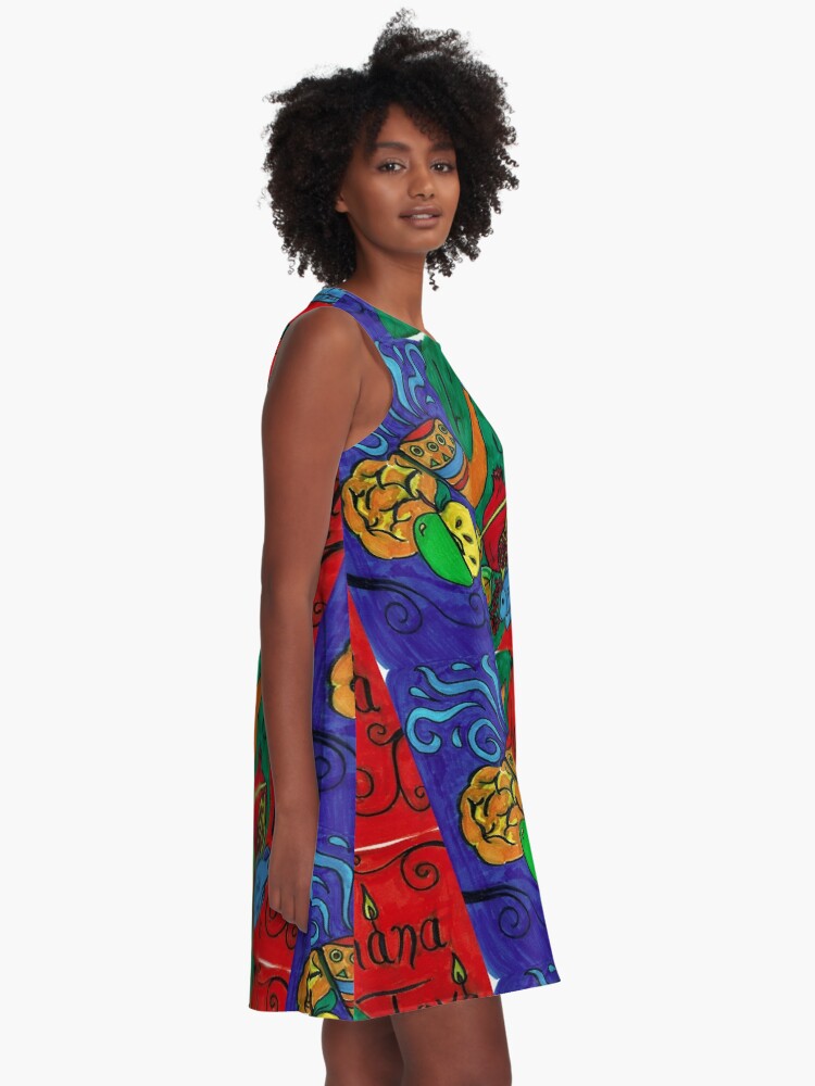Alternate view of L'Shana Tova Happy Rosh Hashanah Greeting Card A-Line Dress