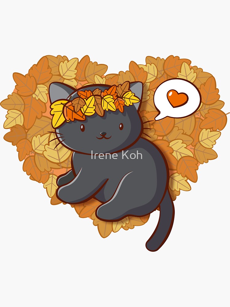 Halloween Black Cat on Pumpkin Cute Fall Season | Sticker