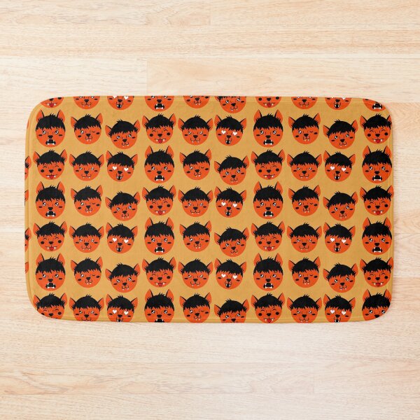 Item preview, Fire Orange & Spice Yellow Cute Werewolf Faces Pattern designed and sold by Jelly Turnip.