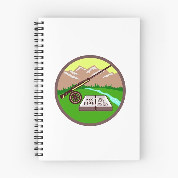 Item preview, Fly Box Rod Mountains Circle Retro designed and sold by patrimonio.