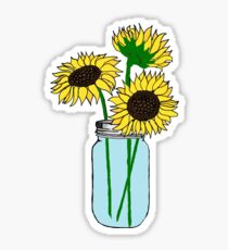 sunflowers in blue jar Sticker