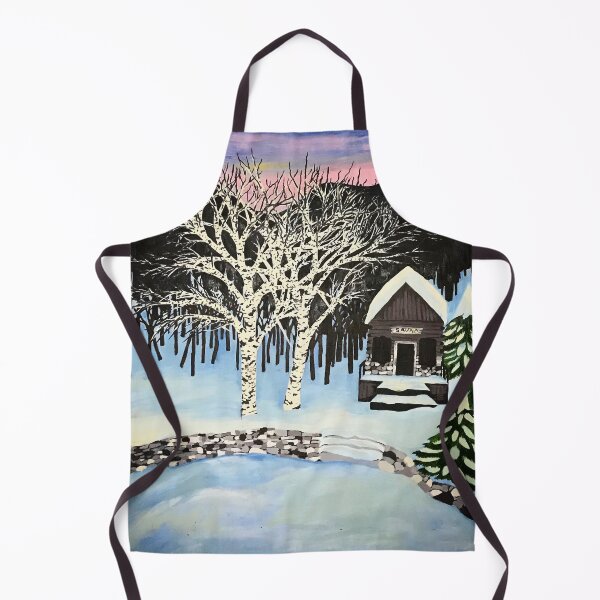 Item preview, Snow covered lakefront Finnish Sauna, Oil painting on wood designed and sold by Layla Hindikka.