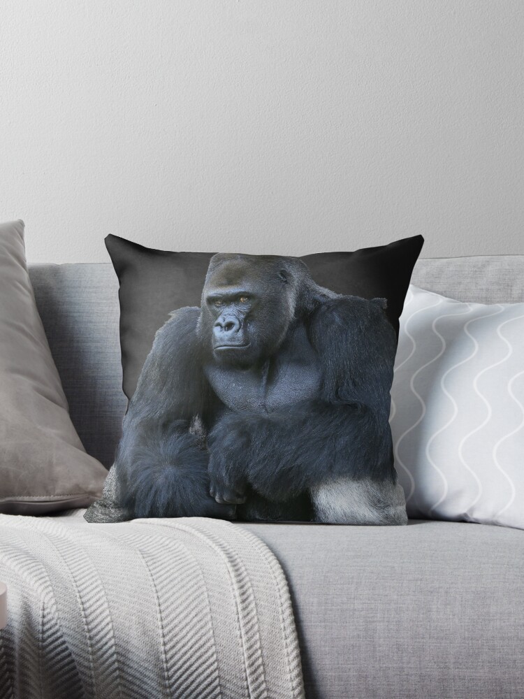Portrait of a Male Gorilla Throw Pillow for Sale by DebiDalio