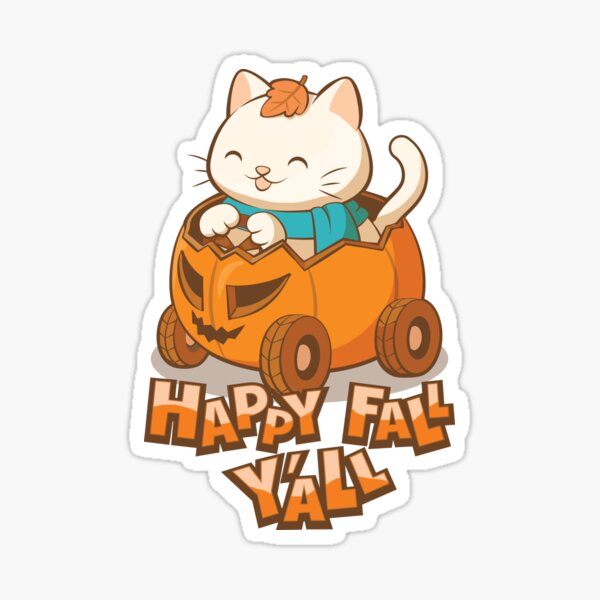 Halloween Black Cat on Pumpkin Cute Fall Season Sticker for Sale by Irene  Koh