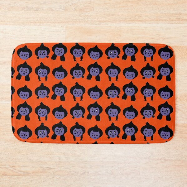 Item preview,  Royal Purple & Burnt Orange Cute Witch Faces Pattern designed and sold by Jelly Turnip.