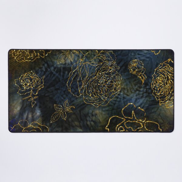 Item preview, Midnight Garden Botanical Big Gold Roses On Indigo Background designed and sold by IZiets.