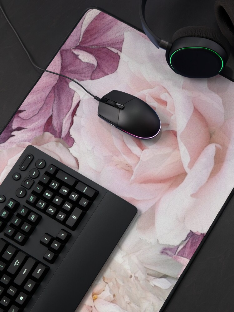 Alternate view of Big Soft Pink Roses Summertime Botanical Garden Flowers Mouse Pad