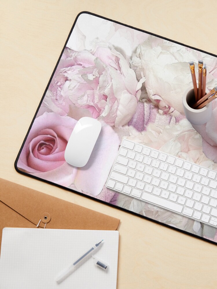 Alternate view of Big Soft Pink Roses Summertime Botanical Garden Flowers Mouse Pad