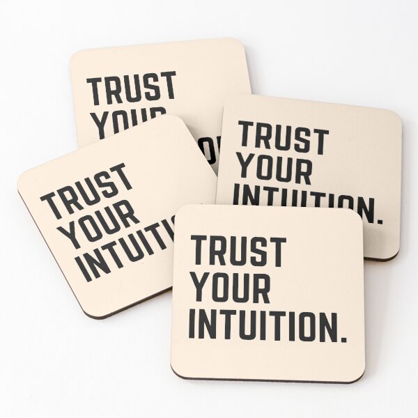 Artikelvorschau, Vertrauen Sie Ihrer Intuition - inspirierendes Zitat-Schriftdesign entworfen und verkauft von theslowdown.