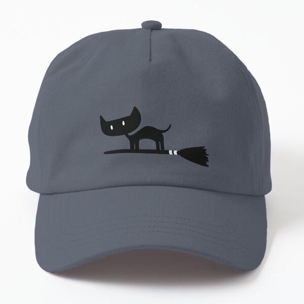 Black Cat on Broomstick Dad Hat