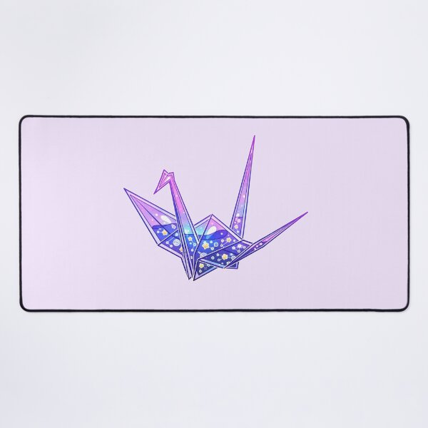 Glass Galaxy Origami Crane Desk Mat