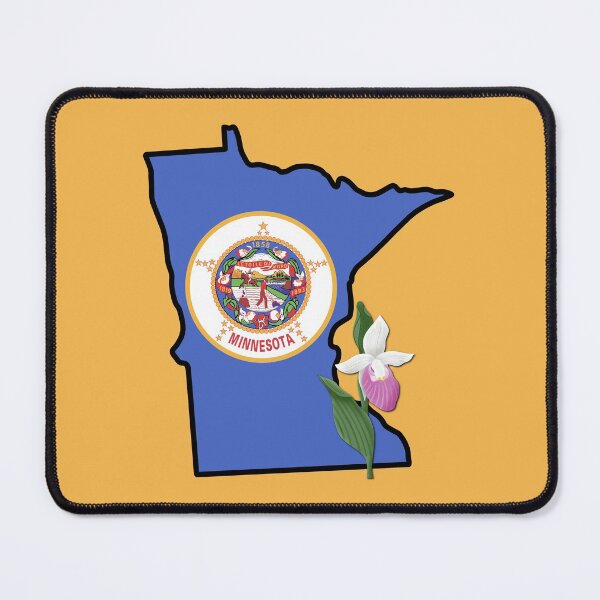 Item preview, State of Minnesota Flag with State Flower Showy Lady’s Slipper (yellow) designed and sold by Gsallicat.