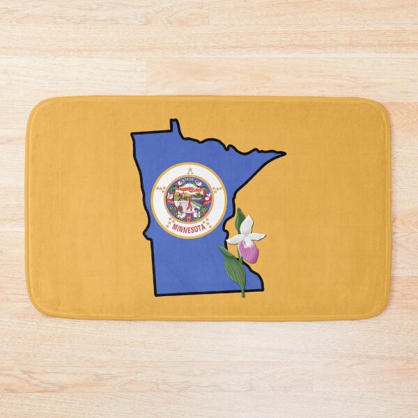 Item preview, State of Minnesota Flag with State Flower Showy Lady’s Slipper (yellow) designed and sold by Gsallicat.