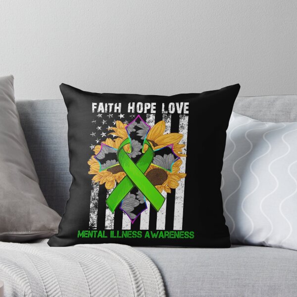Item preview, Sunflower Faith Hope Love Cross and Flag Mental Illness Awareness designed and sold by largellie.