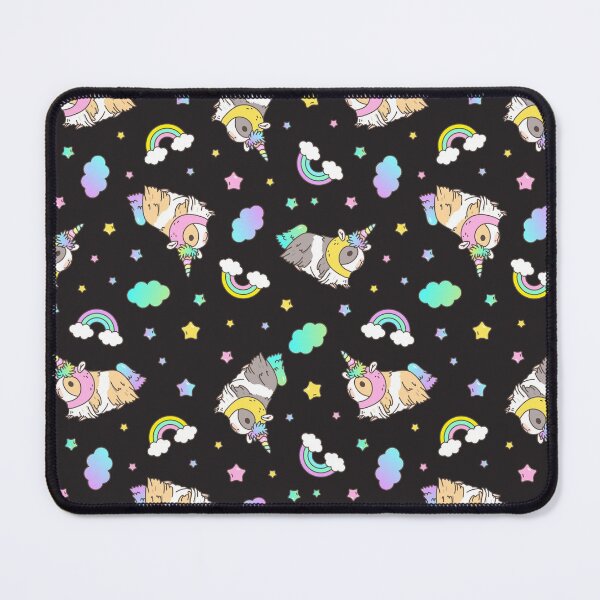 Item preview, Guinea pig Pattern_Kawaii Guinea pig in Unicorn costume kawaii Pattern in Black Background  designed and sold by Miri-Noristudio.