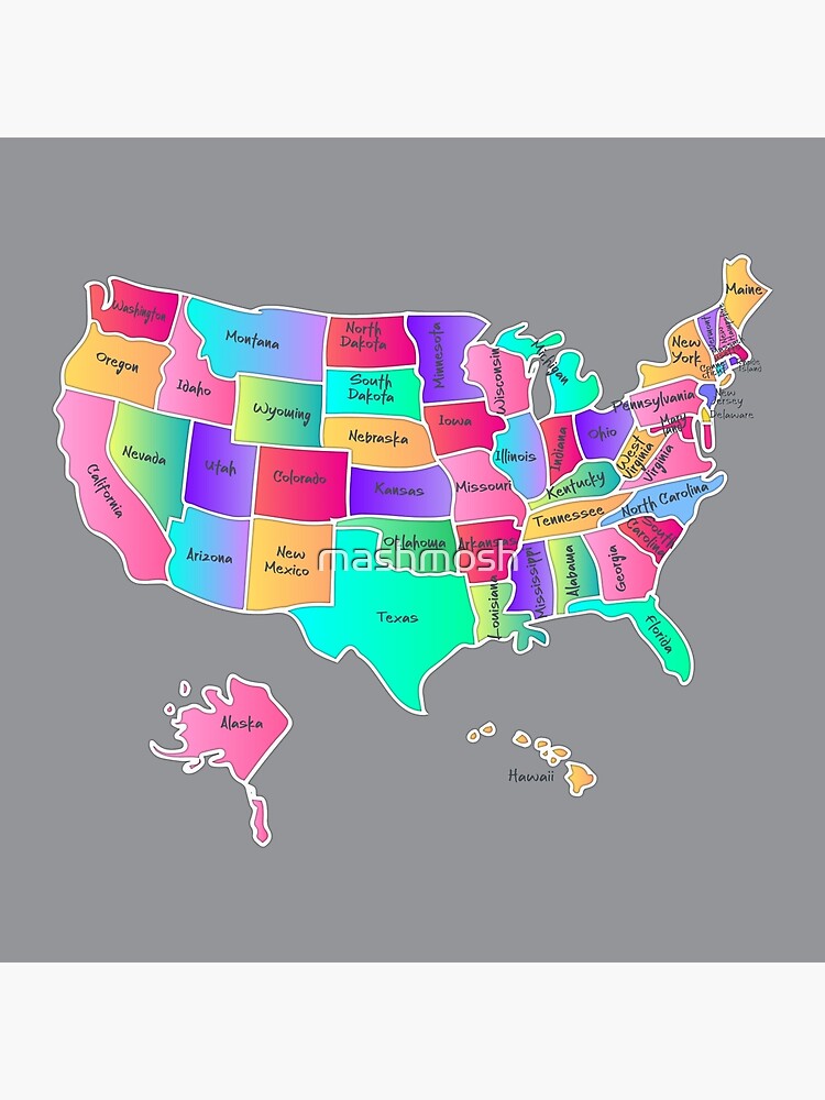 Bolsa de tela «Mapa de EE. UU. Dibujado a mano, nombres de estados escritos  a mano, Estados Unidos, mapa de EE. UU.» de mashmosh | Redbubble