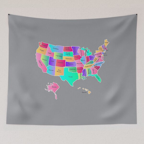 Item preview, Hand drawn USA Map, handwritten state names, United States, US map designed and sold by mashmosh.