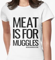 Meat is for Muggles (white) Women's Fitted T-Shirt