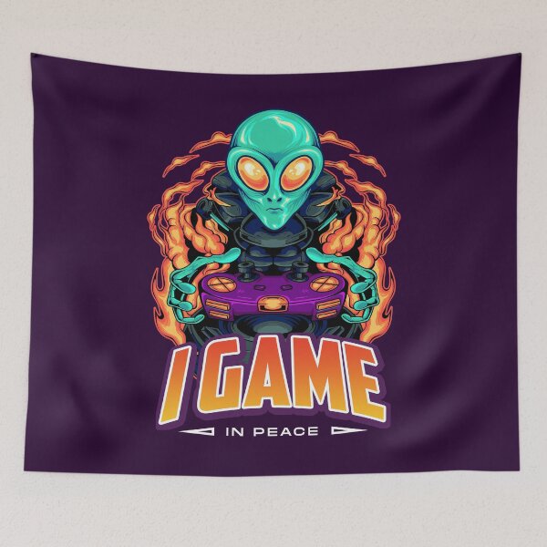 Item preview, Green Alien Gamer I Game in Peace designed and sold by Uppercase Tees.