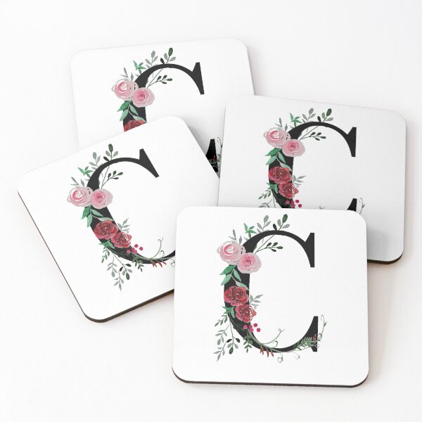 Item preview, Letter C Initials monogram floral designed and sold by Saba-Red-Ideas.