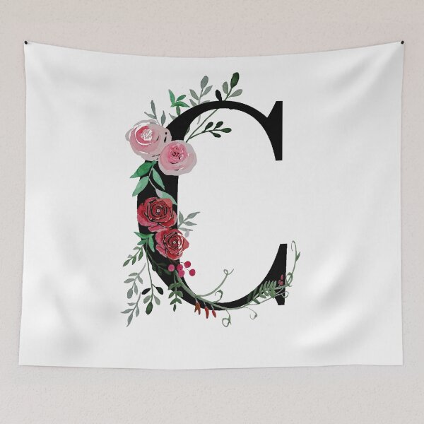 Item preview, Letter C Initials monogram floral designed and sold by Saba-Red-Ideas.