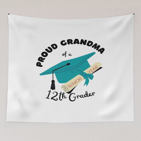Item preview, proud grandma of a 12th grader, graduation cap and diploma graphic designed and sold by Jessi-Sketches.