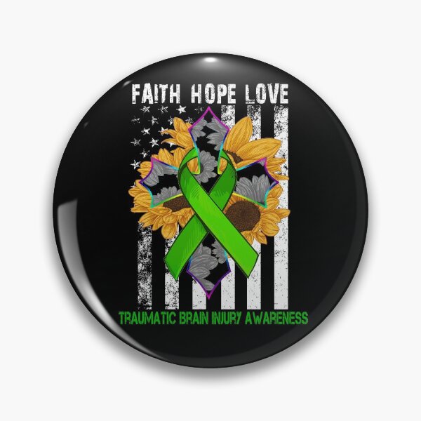 Item preview, Sunflower Faith Hope Love Cross and Flag Traumatic Brain Injury Awareness designed and sold by largellie.